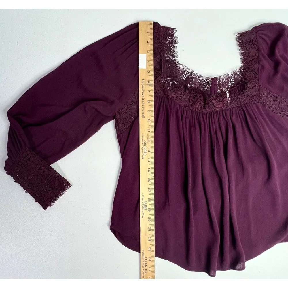 Free People Flutter By Lace Blouse Purple Small